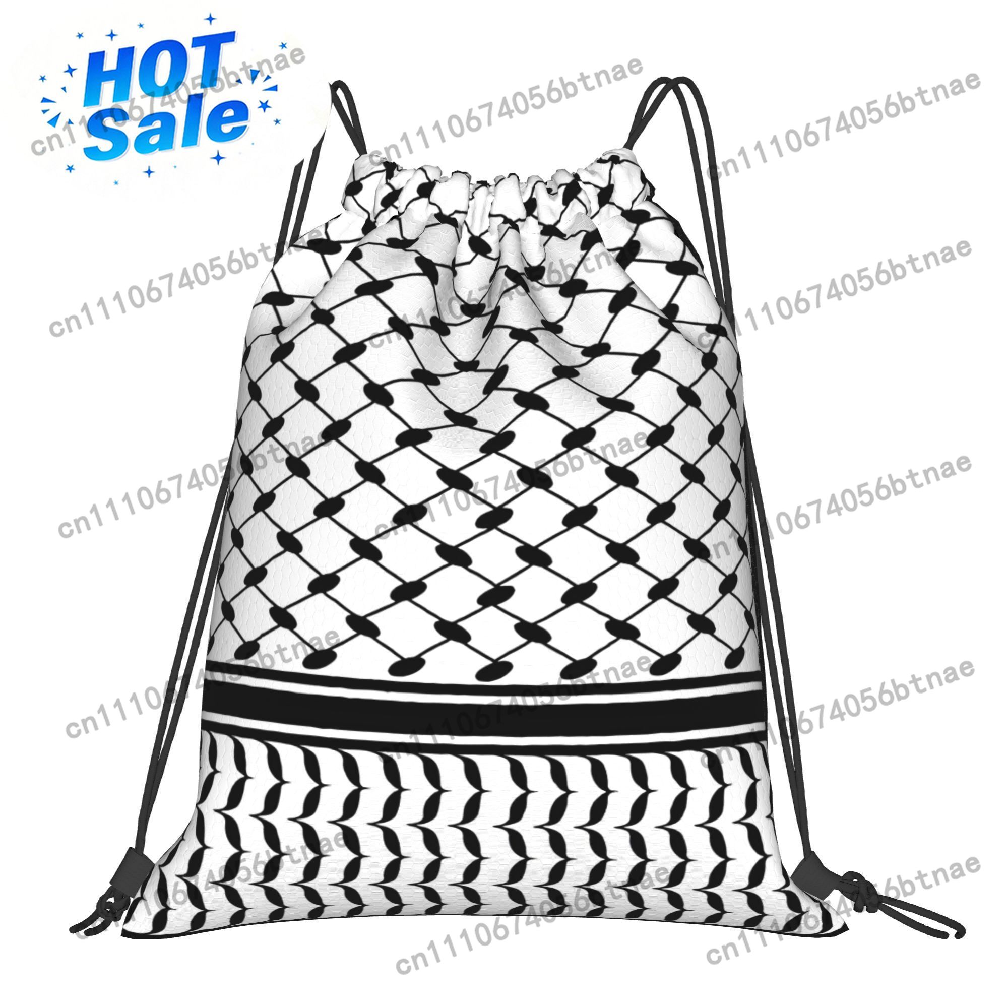 Drawstring Gym Bag - กระเป๋าแบบมีเชือกรูดลายคูฟียะห์ ตะวันออกกลาง น้ำหนักเบา สำหรับออกกำลังกาย กีฬากลางแจ้ง ฟิตเนส