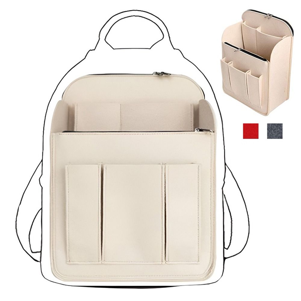Backpack Insert Organizer - กระเป๋าเป้สะพายหลังแบบหลายช่องใส่ของได้เยอะ ทนทาน กระเป๋าใส่ของด้านในแบบพกพา กระเป๋าใส่ของแบบสักหลาดสำหรับเดินทาง สำหรับ Longchamp