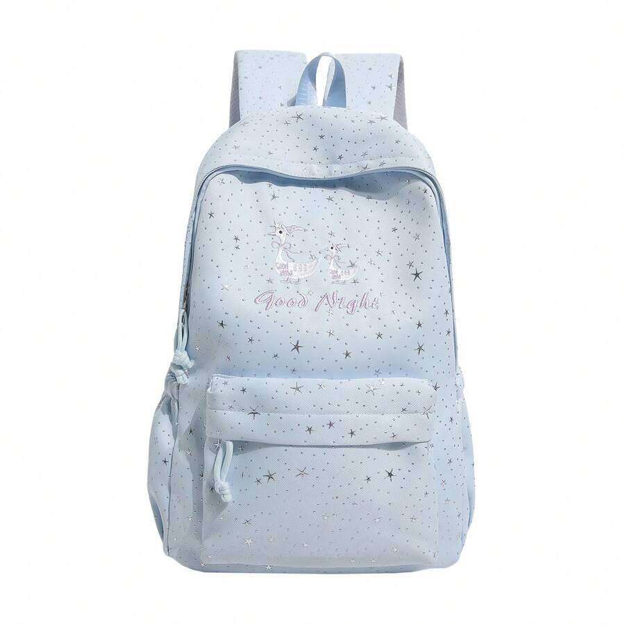Laptop Backpack 15.6 - กระเป๋าเป้สะพายหลังผู้ชายแบบหลายช่อง ทำจากไนลอน พิมพ์ลายตัวอักษร ใส่แล็ปท็อปขนาด 15.6 นิ้วได้